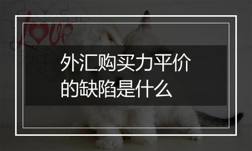 外汇购买力平价的缺陷是什么