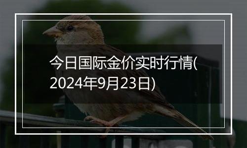 今日国际金价实时行情(2024年9月23日)