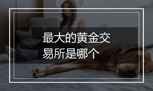 最大的黄金交易所是哪个