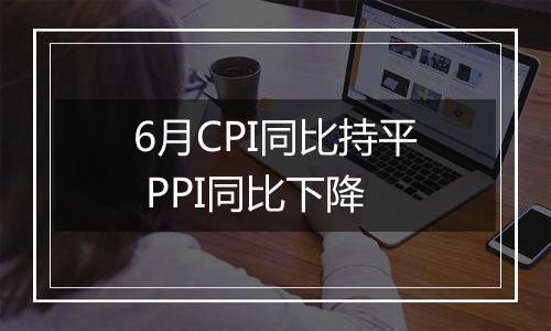 6月CPI同比持平 PPI同比下降