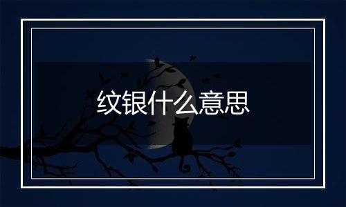 纹银什么意思