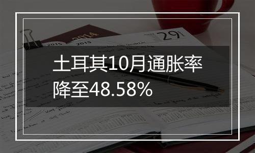 土耳其10月通胀率降至48.58%