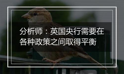 分析师：英国央行需要在各种政策之间取得平衡