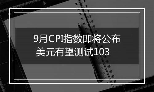 9月CPI指数即将公布 美元有望测试103