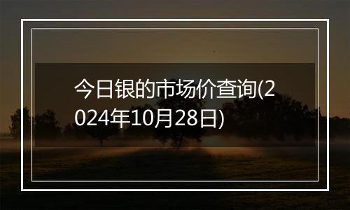 今日银的市场价查询(2024年10月28日)