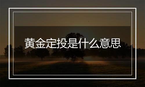 黄金定投是什么意思