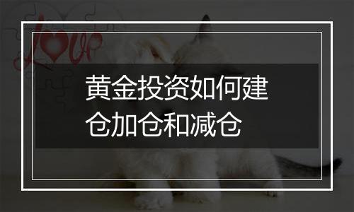 黄金投资如何建仓加仓和减仓