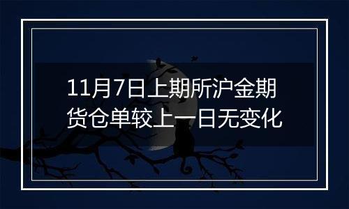 11月7日上期所沪金期货仓单较上一日无变化