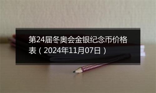 第24届冬奥会金银纪念币价格表（2024年11月07日）