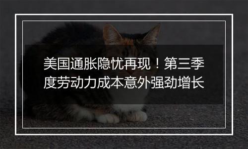 美国通胀隐忧再现！第三季度劳动力成本意外强劲增长