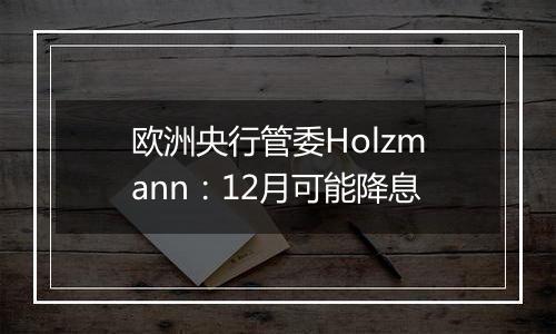欧洲央行管委Holzmann：12月可能降息