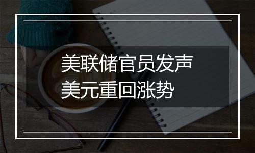 美联储官员发声美元重回涨势