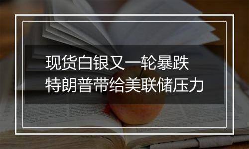 现货白银又一轮暴跌 特朗普带给美联储压力