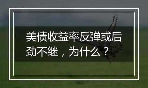 美债收益率反弹或后劲不继，为什么？