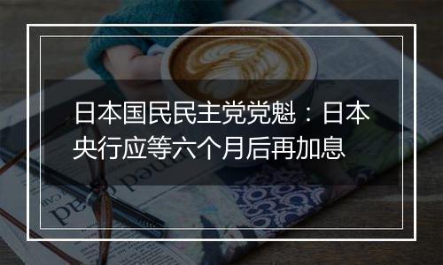 日本国民民主党党魁：日本央行应等六个月后再加息