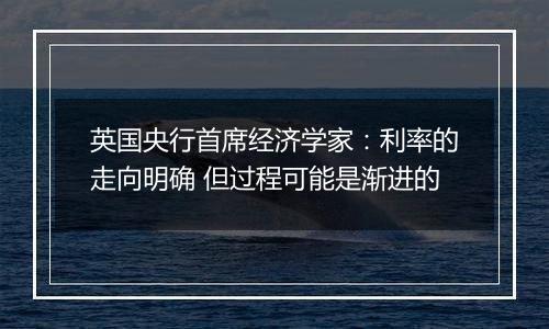 英国央行首席经济学家：利率的走向明确 但过程可能是渐进的